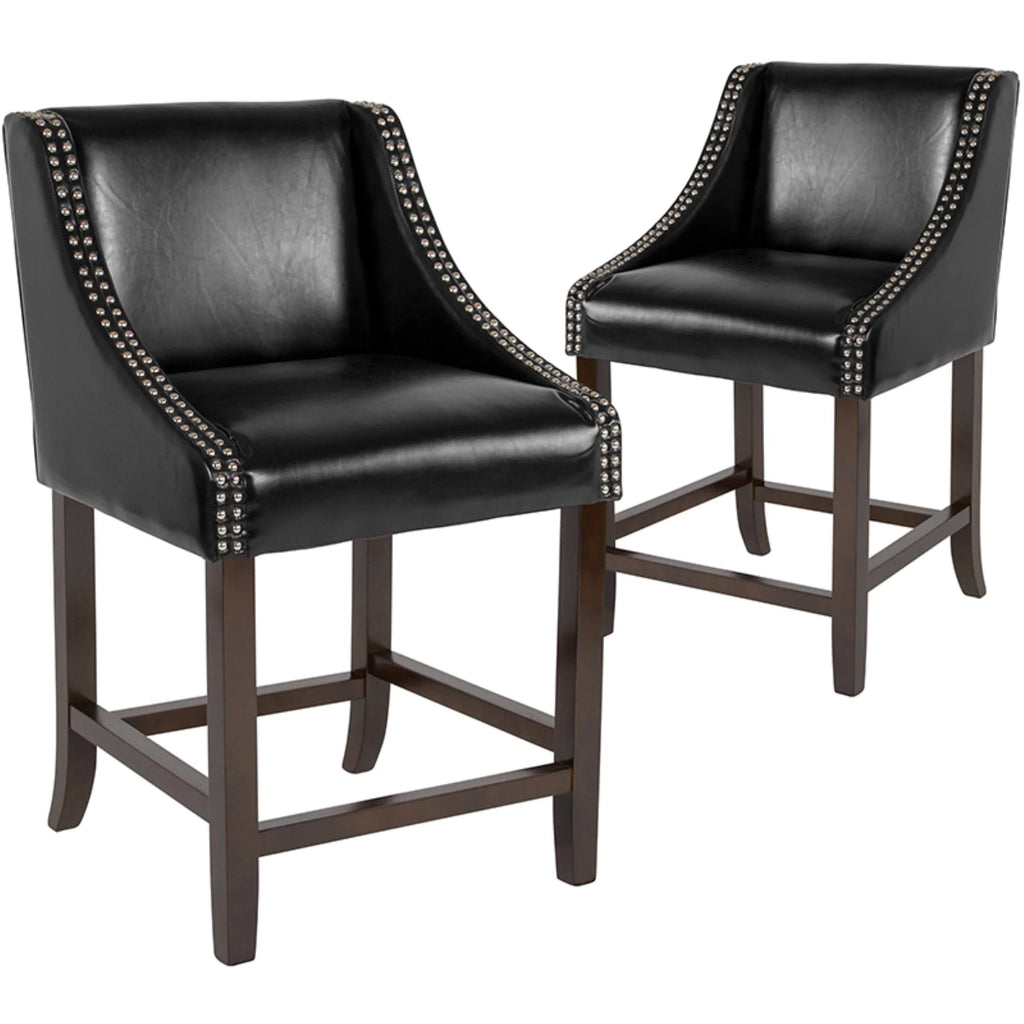 Black Faux Leather Counter Stool Set of 2 F683674