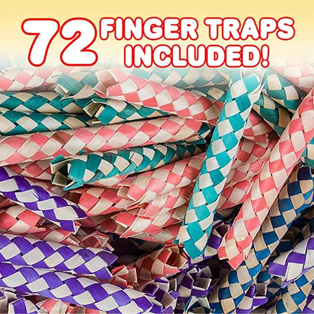 Classic Chinese Bamboo Finger Traps, Pack of 72, Assorted Colors S120