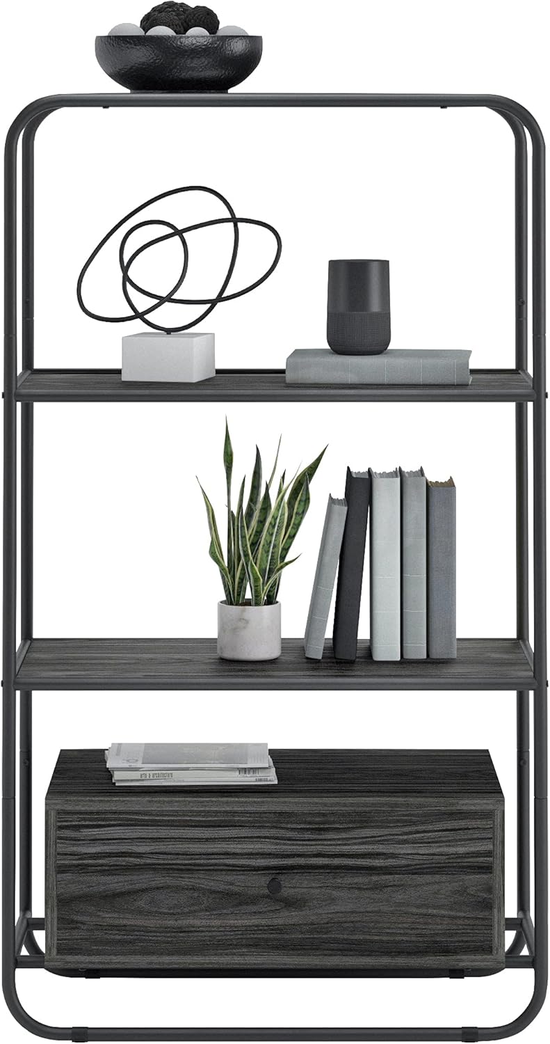 Bookcase with Drawer, Misted Elm Finish Z2715