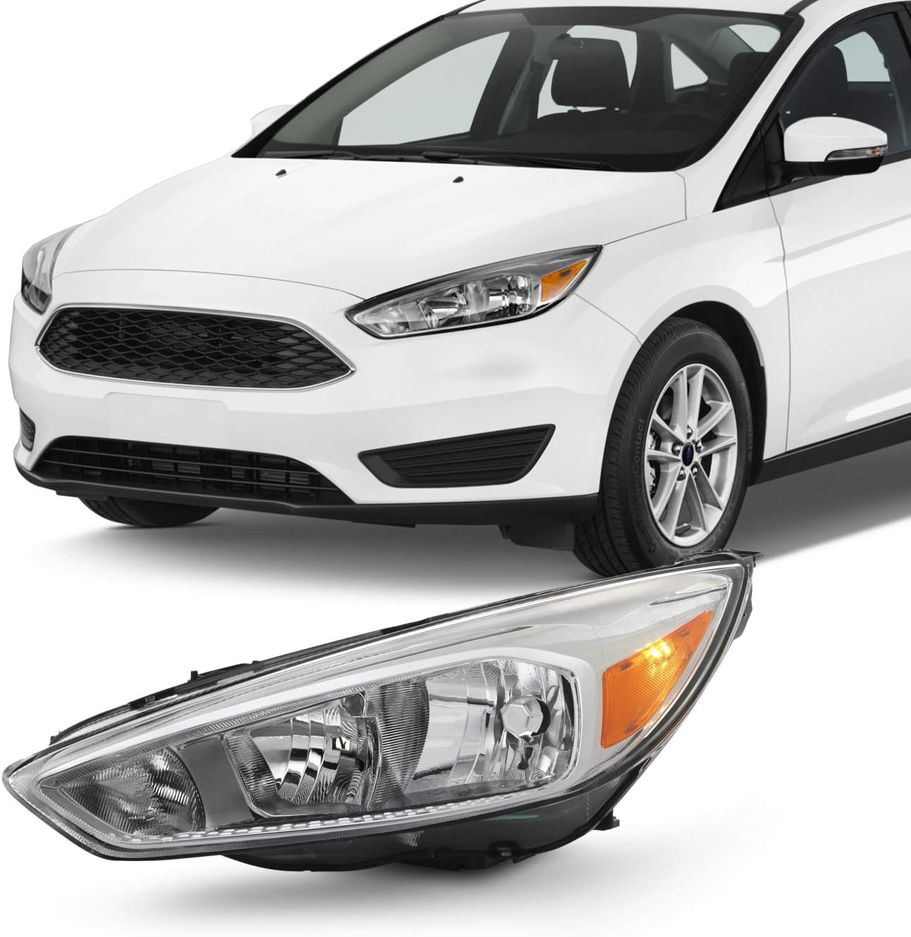 Chrome Bezel Halogen Headlight Passenger Right Side H212