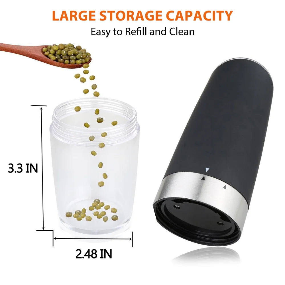 2Pcs Battery Powered Electric Pepper and Salt Grinders Set with LED Light E322
