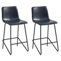 Navy Blue Faux Leather Counter Height Bar Stools, Set of 2 N6175