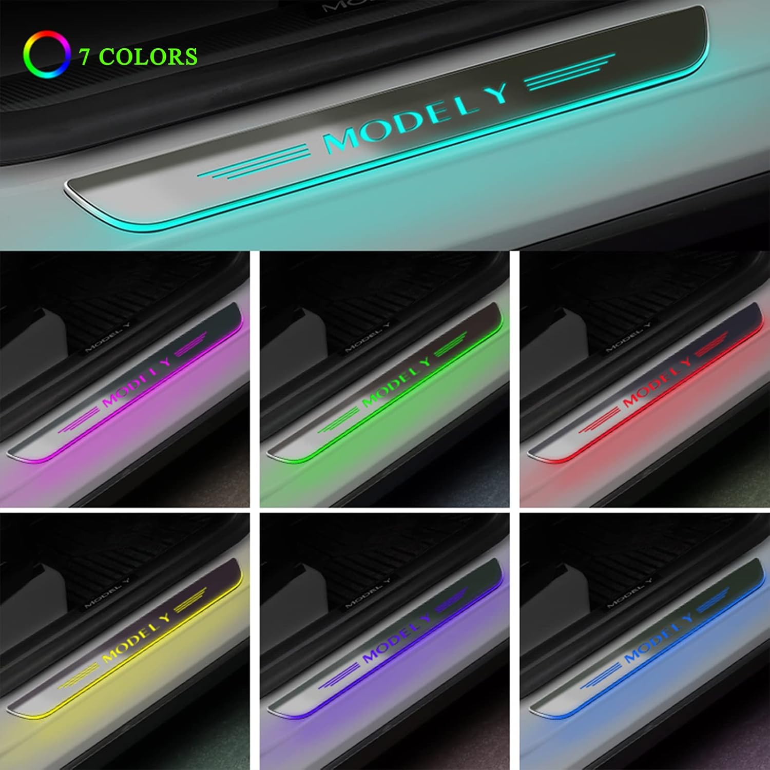 LED Door Sill Protector Scuff Plates Illuminated Light (2PCS for Front Door) S478