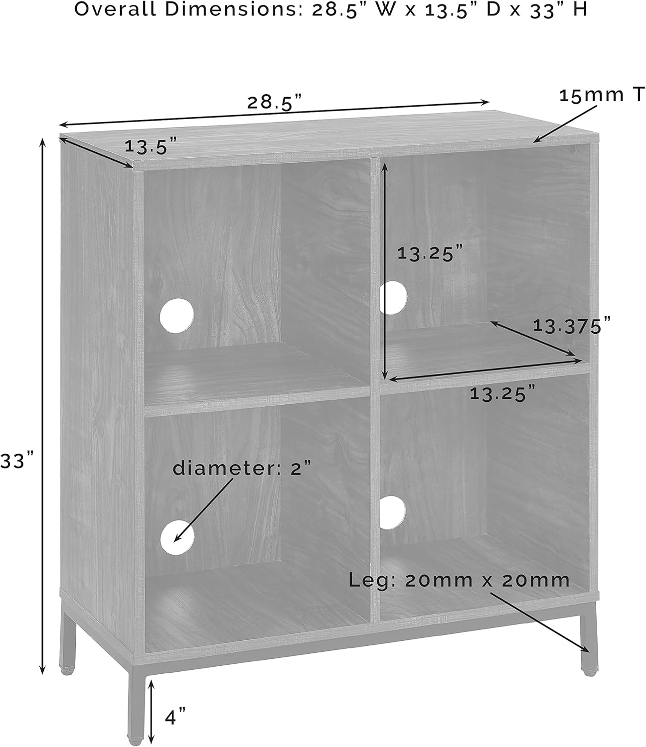 Brown Ash Record Storage Cube Bookcase P1914