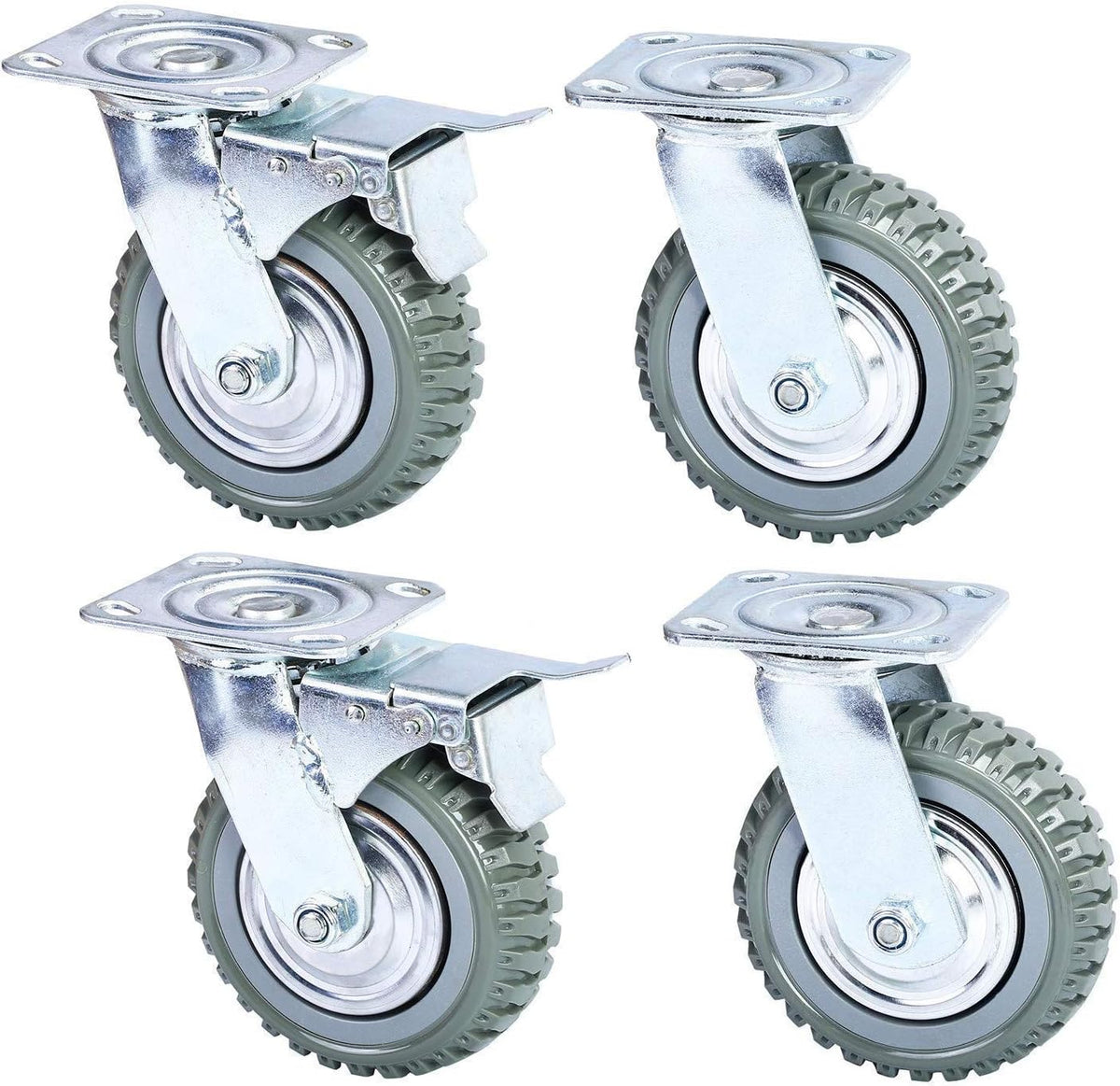 Heavy Duty Swivel Caster Wheels 4 Packs, 2 w/brake, 2 w/o M254599