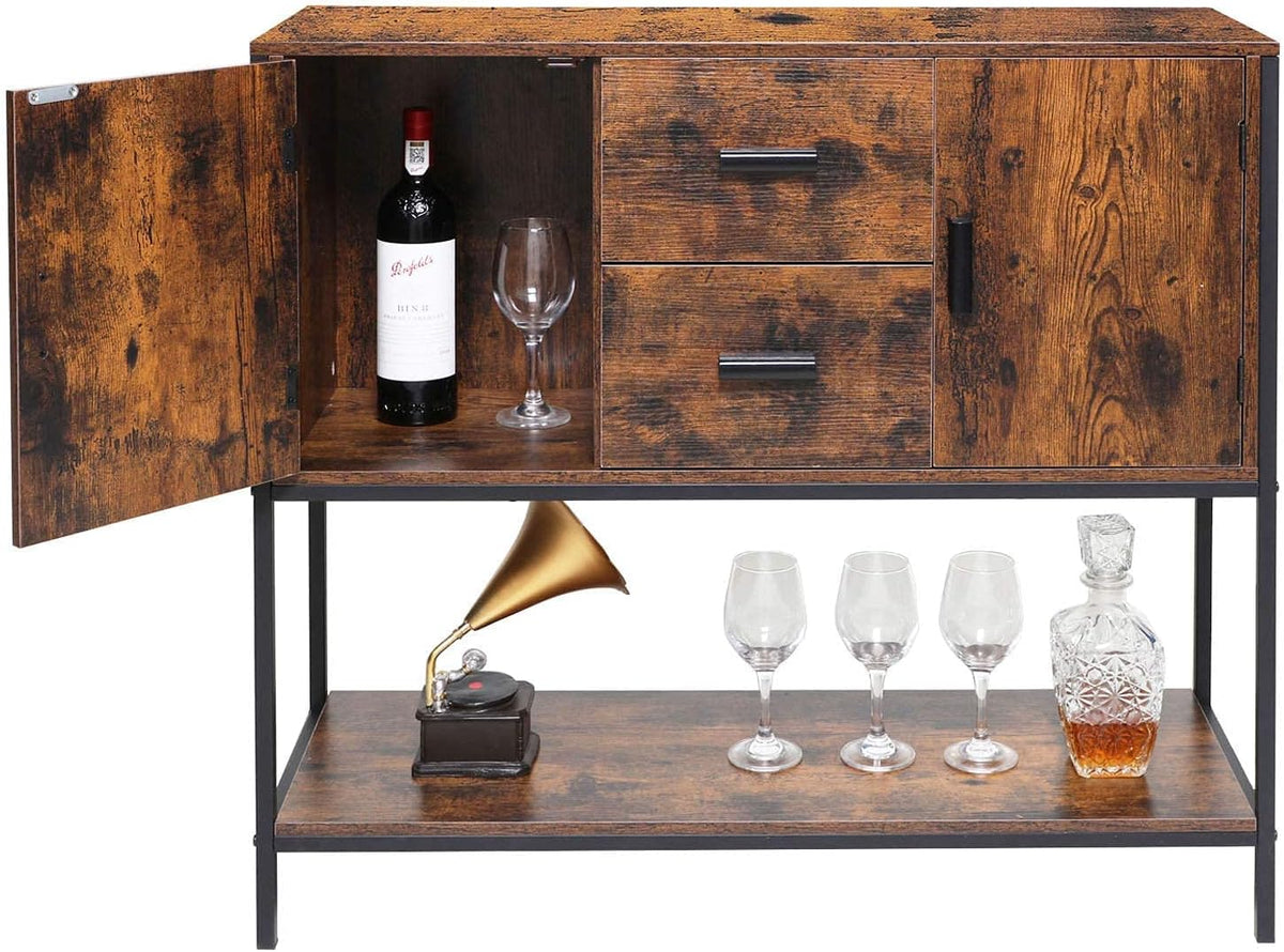 Industrial Buffet Cabinet with 2 Drawers & Doors and 1 Open Shelf X47814
