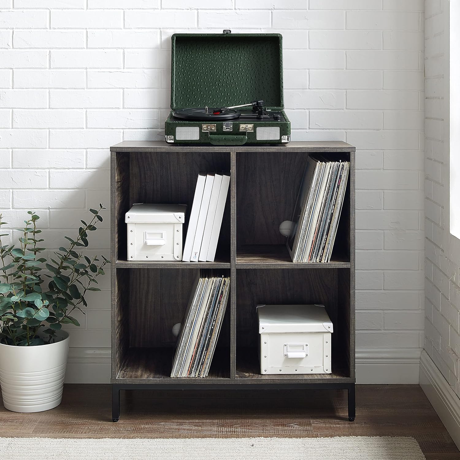 Brown Ash Record Storage Cube Bookcase P1914