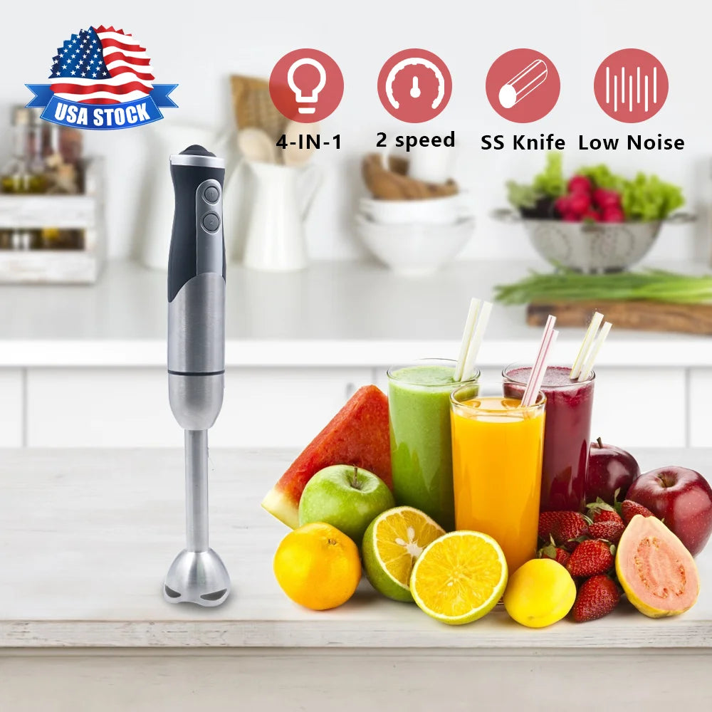 4IN1 Electric Immersion Stainless Steel Hand Blender Mixer J519378