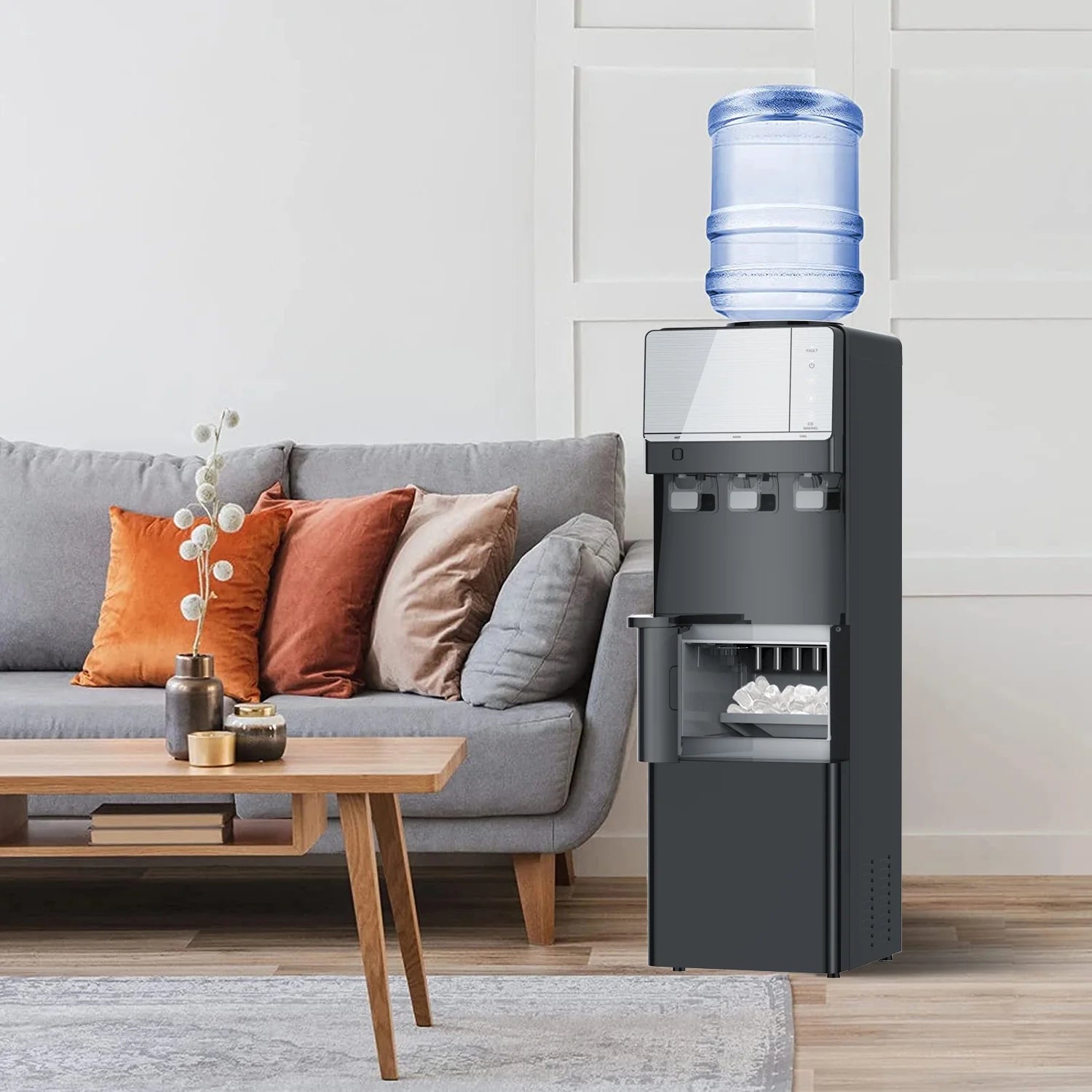 Black 3 in 1 Water Cooler Dispenser with Ice Maker A490