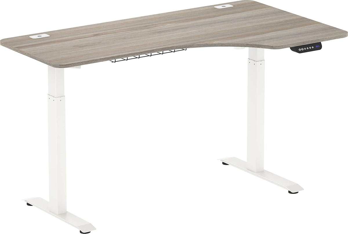 Oak L-Shaped Electric Standing Desk T3855