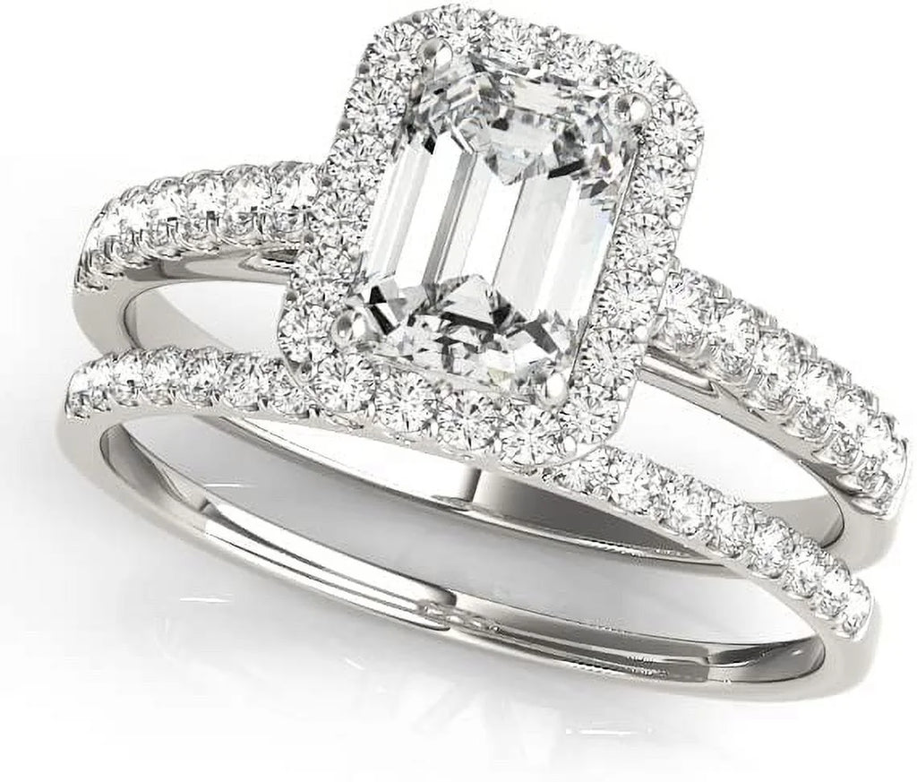 Emerald Cut Halo Diamond Engagement Ring M17687
