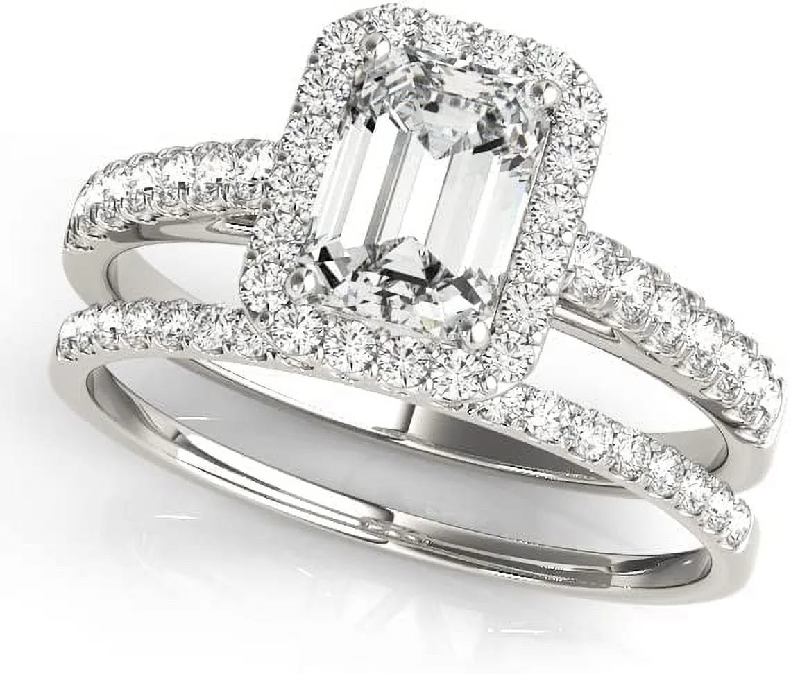 Emerald Cut Halo Diamond Engagement Ring M17687