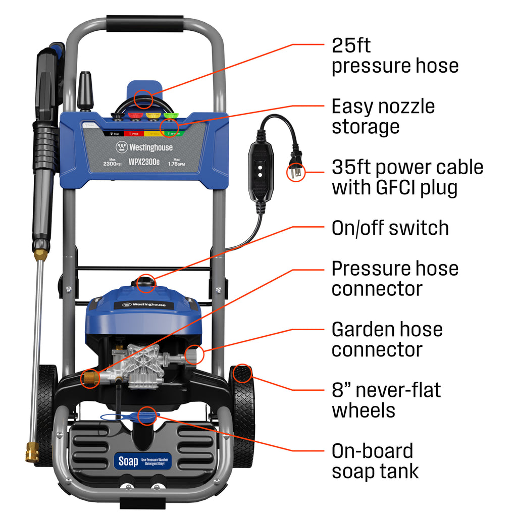 2300-PSI 1.76-GPM Electric Pressure Washer with 5 Nozzles & Soap Tank Q3155