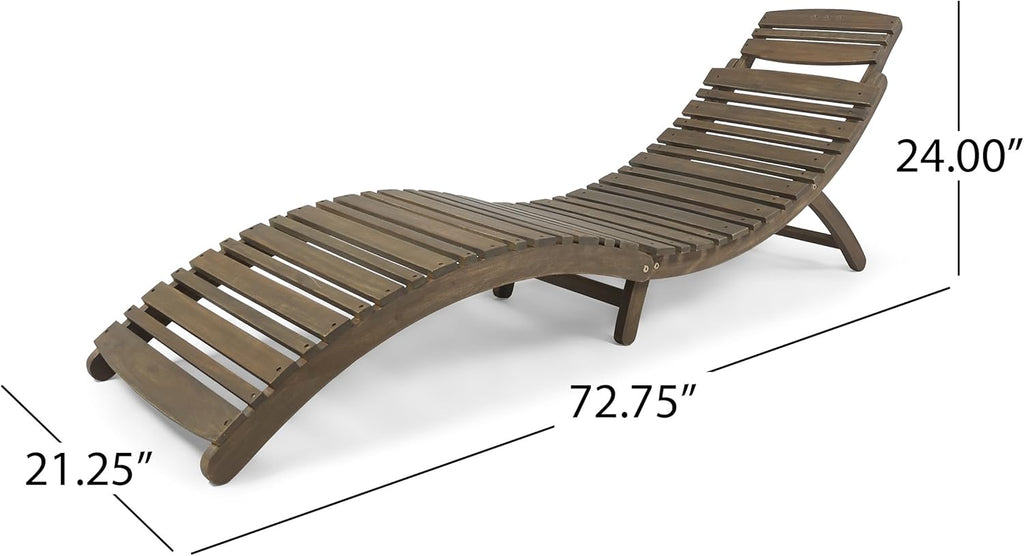 Gray Acacia Wood Foldable Chaise Lounge Set of 2 S587