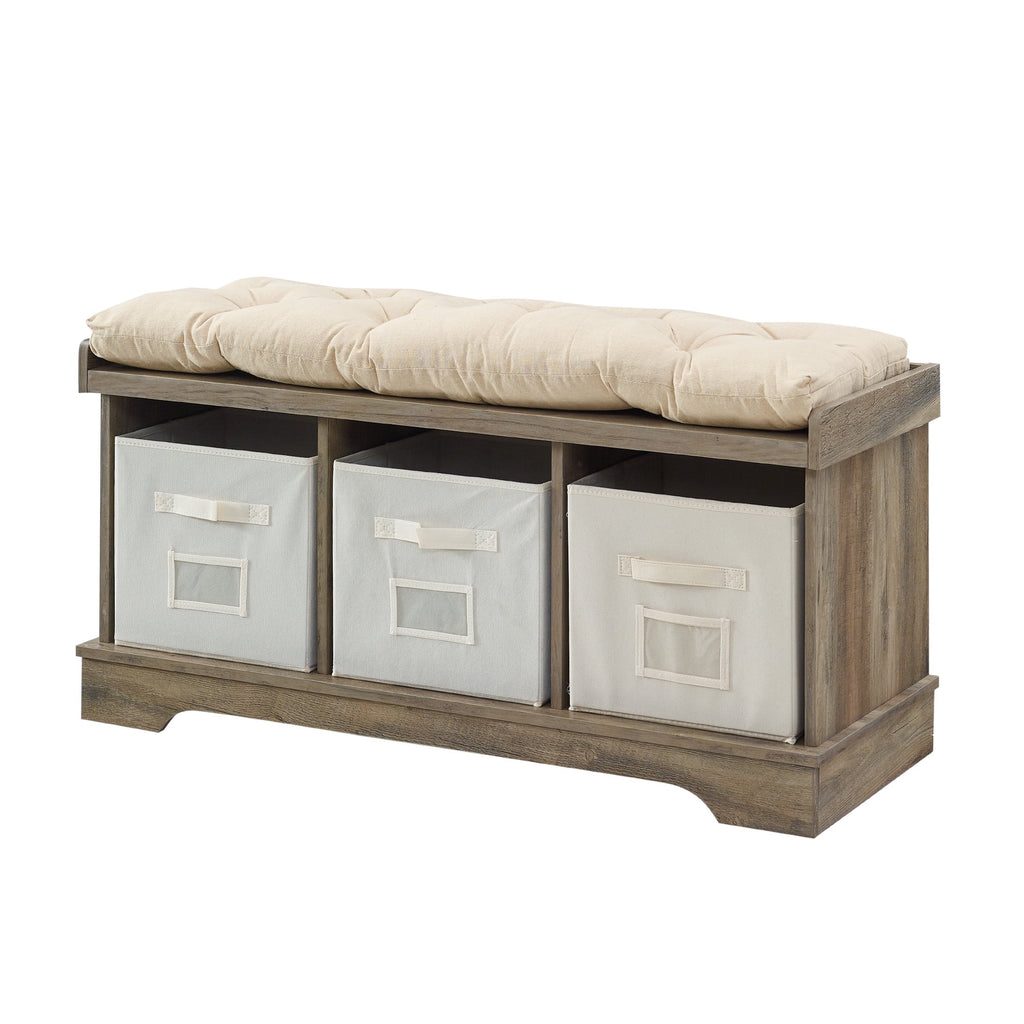 Grey Wash Tufted Storage Bench L8963