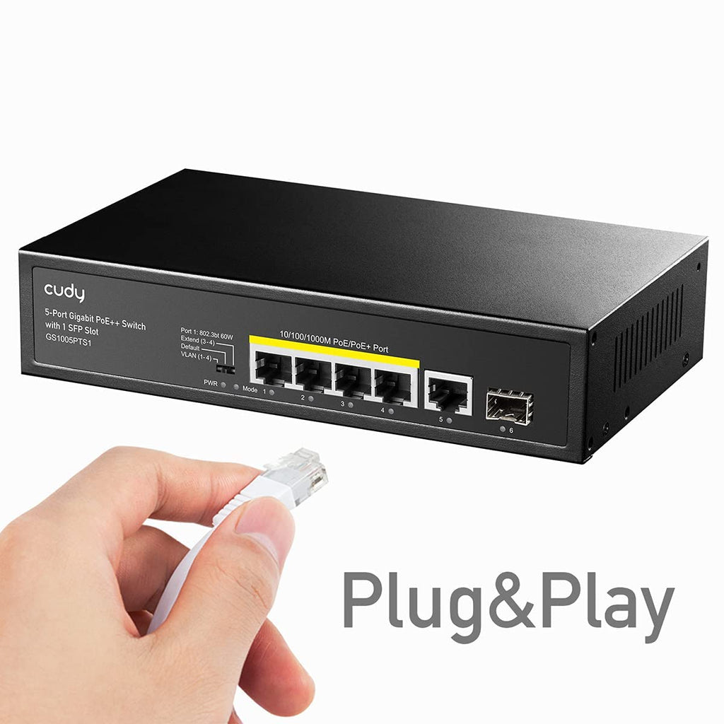 5 Port Gigabit PoE+ Switch 120 W, 4 PoE Ports, 1 SFP, Pack of 2 Z5329