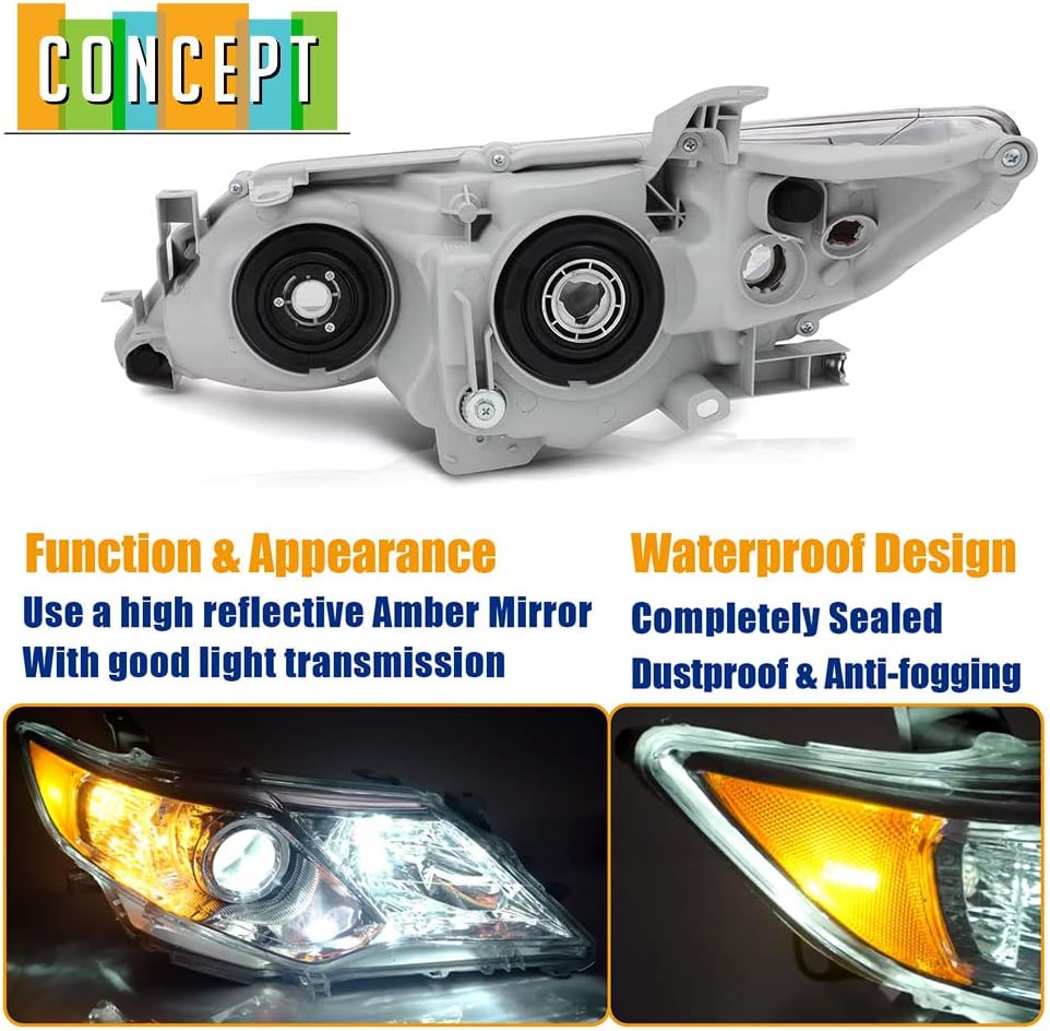 Chrome Housing Projector Headlights For 2012 2014 Toyota Camry D8399