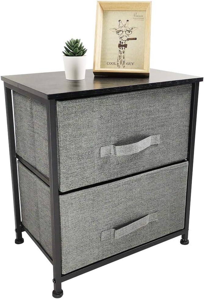 Gray 2 Drawer Fabric Storage Dresser V4702