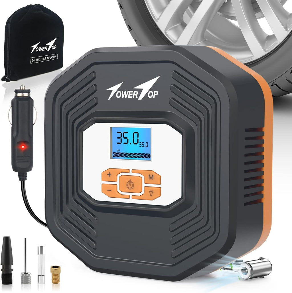 Portable 12V DC Air Pump with Digital Pressure Gauge O27099