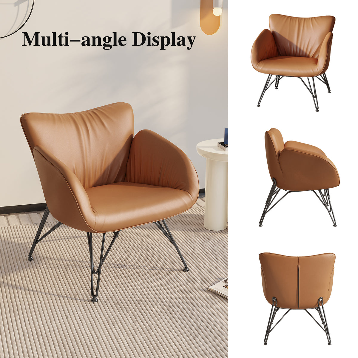 Orange Leather Accent Armchair J25025