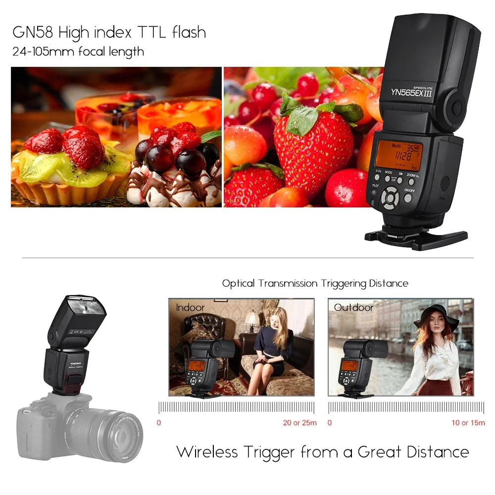 Wireless TTL Slave Flash Speedlite GN58 for Canon DSLR Camera G48767