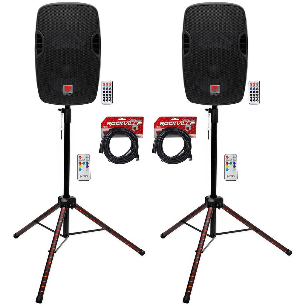 12x22 Powered 600W DJ PA Speakers with Bluetooth and Stands C5391