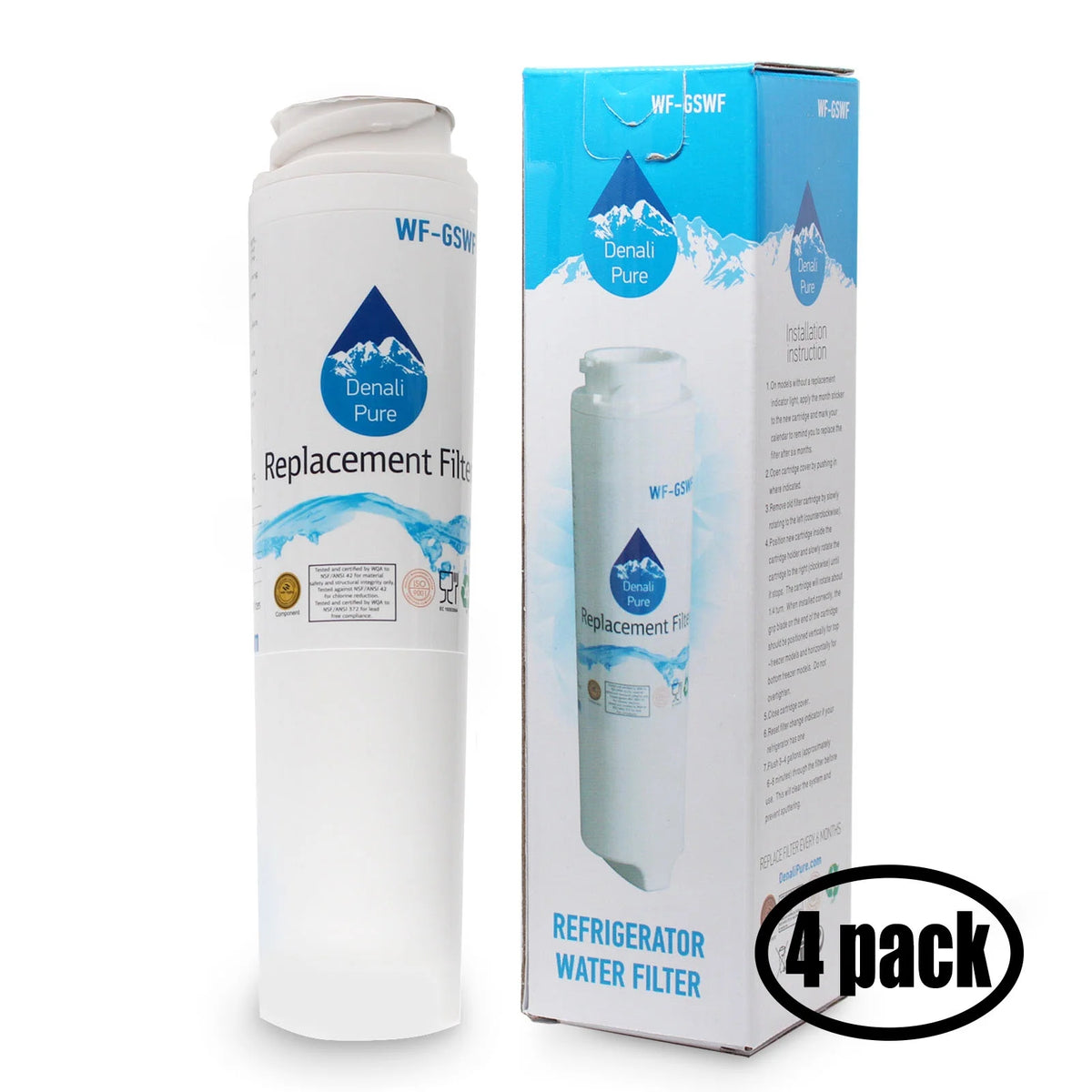 4-Pack Replacement Refrigerator Water Filter Z800